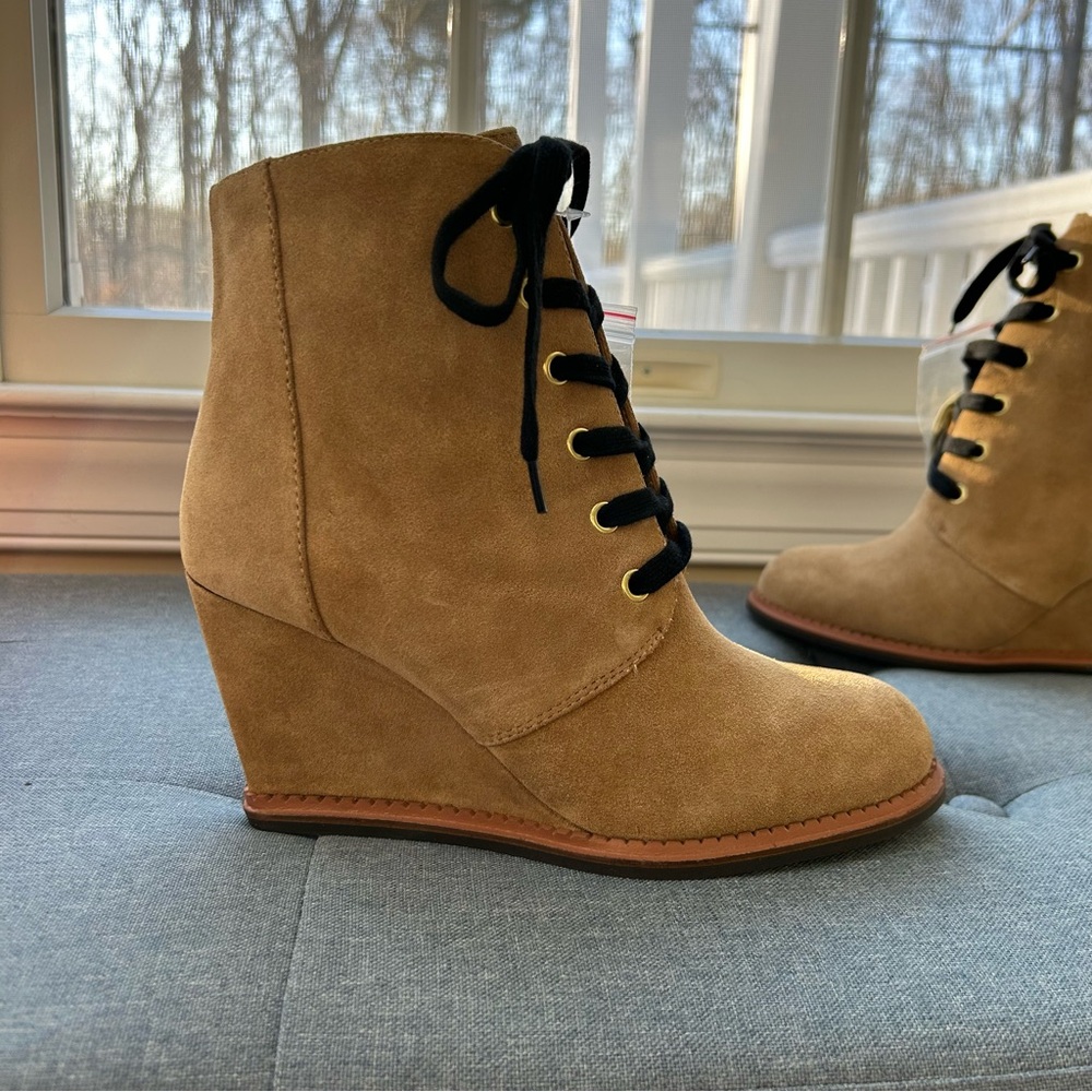 Kate Spade New York Saundra Suede Honey Wedged Boots - Picture 5 of 11